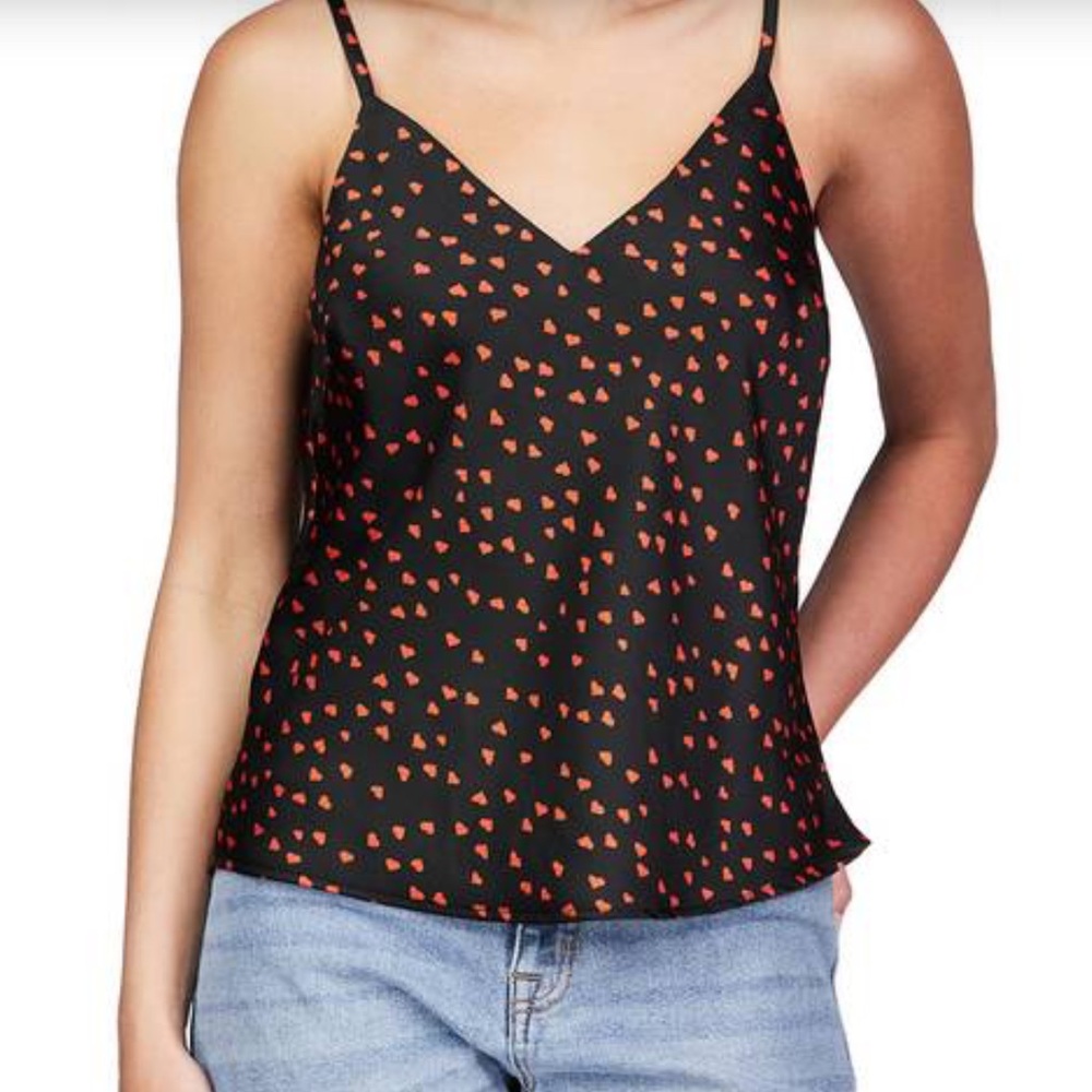 Sanctuary Black and Red Heart Cami Top